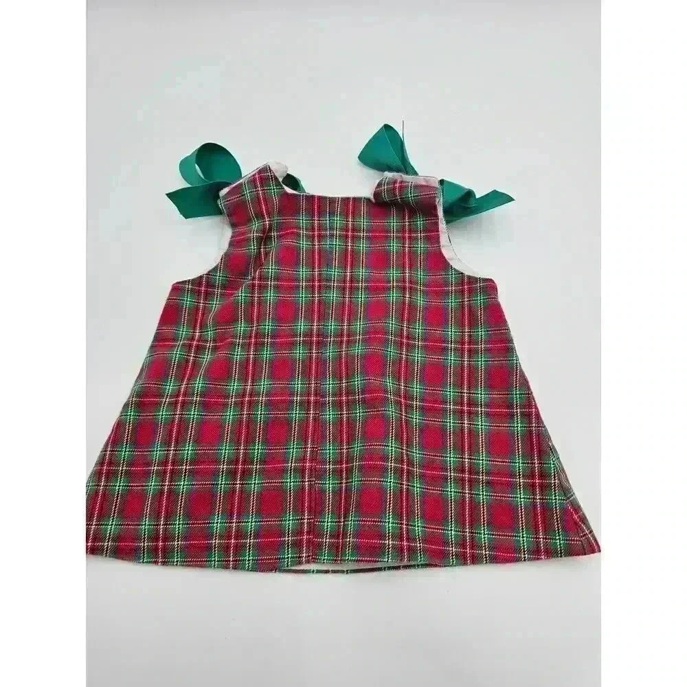 Bailey Boys Girl's 9M Christmas Tree 2-Piece Red Plaid Applique Boutique Outfit